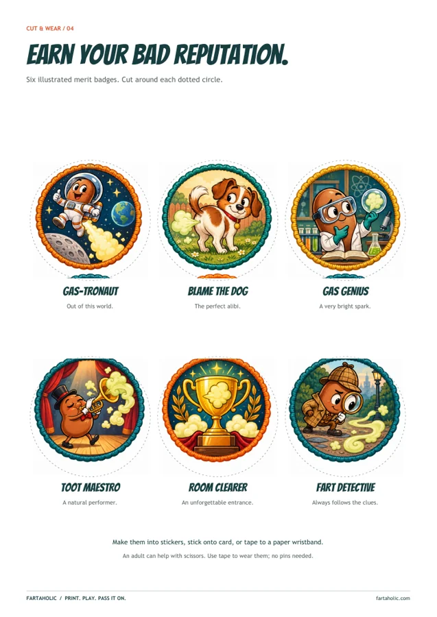 Actual printable preview: Six ridiculous merit badges