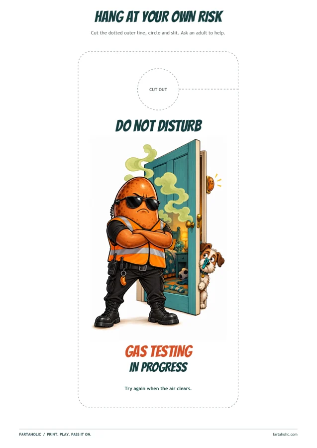 Actual printable preview: Gas testing door hanger