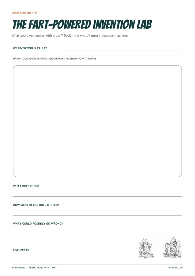 Actual printable preview: The fart-powered invention lab
