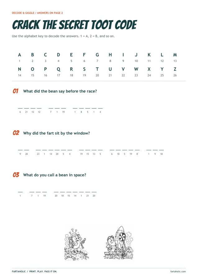 Actual printable preview: Crack the secret toot code