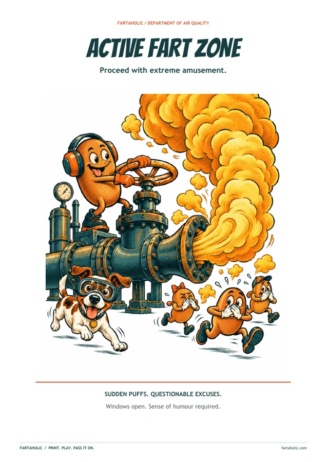 Actual printable preview: Active fart zone poster