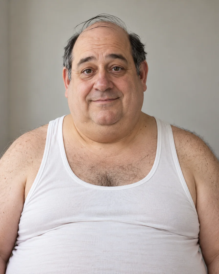 Dolf Winterbottom, the face of Fartaholic, in his white singlet