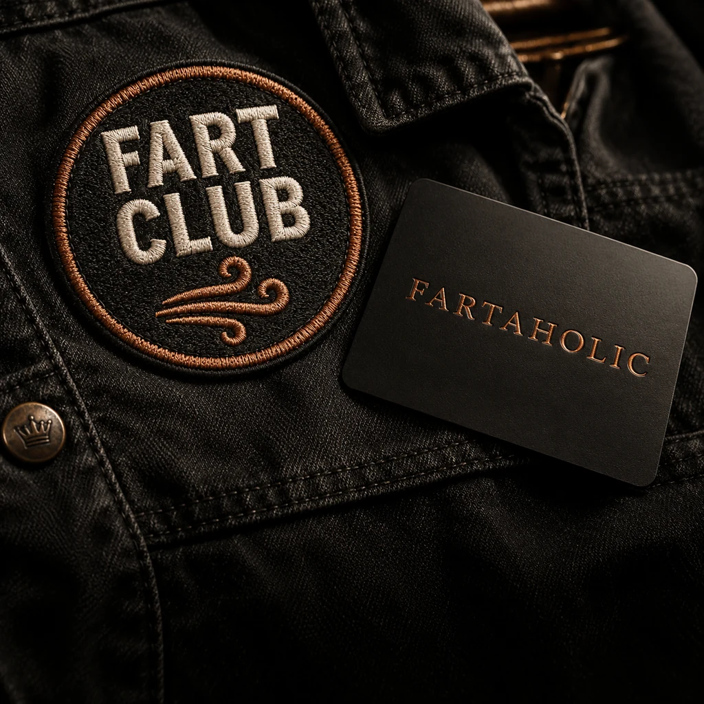Fart Club badge and membership card